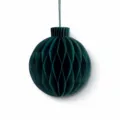 Dark green honeycomb paper ball ornament for Christmas tree and holiday party hanging decor - 10cm / Green
