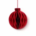 Red Paper Honeycomb Ball Christmas Tree Hanging Ornament Holiday Party Decoration - 10cm / Red