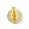 Cream yellow honeycomb paper ball hanging decoration for festive party and tree decor. - 10cm / Beige