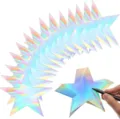 Decoupes Etoile Holographique Decorations Papier Laser Fete Salle de Classe Mur Argent - Laser