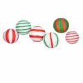 Hanging paper lanterns set for Christmas party decoration, 15cm round striped paper lamps. - 6 Inch