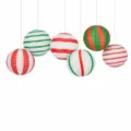 Christmas candy paper lanterns hanging decorations set 6pcs 20cm for party holiday decor. - 8 Inch