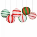 Christmas paper lanterns hanging decorations set of 6 colorful holiday party supplies 25cm - 10"