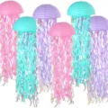 Ensemble de lanternes en papier méduse pour fête d'anniversaire thème océan coloré - Ensemble de 6 pièces / Violet Clair Rose Bleu Tiffany