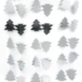 Close up detail of silver and black glitter Christmas tree paper garland hanging decor. - Single Layer 4M / Silver