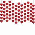 Valentine's Day red heart hanging garland wedding party room decoration backdrop - 12 Strings