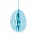 Décoration suspendue en œuf en nid d'abeille en papier bleu clair pour fête de Pâques - Bleu ciel