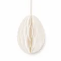 Oeuf de Pâques boule en nid d'abeille suspension papier épais décoration fête de printemps - Blanc