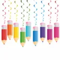 Decoración de espirales colgantes de lápiz para fiesta escolar regreso a clases suministros - 18 Piezas/Paquete