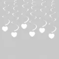 Decoración colgante de espiral con corazón blanco para fiesta de cumpleaños boda. - 6 Piezas / Blanco