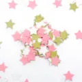 Detail view of 3cm star confetti, pink white and gold glitter pieces for wedding party decor. - Gold, White, and Pink Stars (Approx. 20g/Pack)