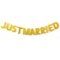 Gold glitter Just Married letter banner wedding party decoration hanging sign shiny cardstock - Just Married
