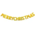 Gold glitter Christmas letter banner party decoration hanging sign for holiday event. - Glitter Gold Merry Christmas