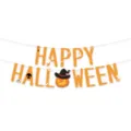 Halloween party decoration banner letter garland spooky hanging ornament for indoor celebration - Orange Letter