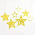 Gold glitter hollow star hanging ornaments for Christmas party and home holiday decoration. - Gold