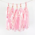 Pink holographic paper tassels garland for wedding party decoration hanging backdrop supplies - 5 Pieces Pack / Light Pink