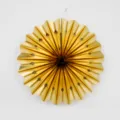 Gold metallic paper fan decoration with hollow cutouts, perfect for party and wedding decor. - Hollow Round Hole Folding Fan / Diameter 30cm / Gold