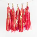 5pcs iridescent paper tassels garland rainbow foil fringe for wedding party room decor supplies - 5 Pieces Pack / Red