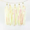 Iridescent party tassels garland holographic fringe banner for wedding birthday decoration pack - 5 Pieces Pack / Ivory