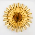 Gold metallic paper fan decoration for parties and weddings, hollow fold flower backdrop. - Hollow Round Hole Folding Fan / 40CM Diameter / Gold
