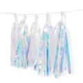 Iridescent foil tassel garland set of 5 for wedding party decoration and room hanging layout. - 5 Pieces Pack / Rainbow Film