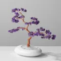 Amethyst crystal money tree bonsai ornament for home desktop decor and office desk display. - Amethyst Welcome Pine
