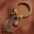 Tibetischer Stil buntes geflochtenes Seil Armband mit Thangka und Gebetsmuehle Anhaengern - Samantabhadra [Samsara Handseil]