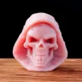 Natural pink opal crystal carved grim reaper skull statue for Halloween decor and wholesale. - 4cm Size / Pink