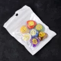 7 Chakra Crystal Heart Stones Set Natural Healing Gemstones with Gold Symbols for Yoga - Colorful Chakra Symbol Heart Collection / 2.0cm