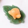 Natural aventurine jade leaf turtle carving polished crystal office desktop ornament decor - Golden Stone Turtle And Aventurine Leaf