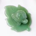 Green Aventurine Crystal Turtle on Leaf Figurine Gemstone Carved Desktop Decor Ornament - Aventurine Turtle And Aventurine Leaf