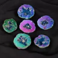 Colorful electroplated agate slice geode cluster crystal mineral specimen home decor piece - 3-5cm/Piece / Electroplated Color