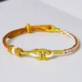 Handgemachte tibetische Stil Gold Weiß Geflochtene Seil Armband Variante Schmuck - Wukong Handseil Gelb