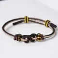 Handgefertigtes tibetisches geflochtenes Kordelarmband im ethnischen Stil und Schmuck. - Wukong Handseil Braun