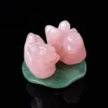 Rose quartz mandarin duck crystal carving ornament for home decor and wedding gifts. - Pair / 1.5 Inch (Approx 4cm)