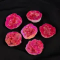 Natural pink agate geode crystal cluster specimen healing stone mineral home decor piece - 3-5cm/Piece / Electroplated Red