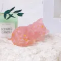 Rosa Kristall Schotter schlafende Katze Figur mit Goldfolie, Epoxid Katzen Deko SKU - Rosenquarz