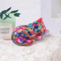 Bunte Kristallsplitter schlafende Katze Figur Harz Handwerk Desktop Büro Dekor Ornament - Abalone-Muschel