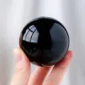 Schwarzer Obsidian Kristall Kugel Edelstein Feng Shui Ball Hauptdeko Ansicht Frontale - Stil mit Basis / 20cm / Schwarz