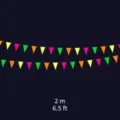 Neon triangle flag garland party banner hanging decoration 2m colorful bunting flags for classroom - 2 Meter Pack
