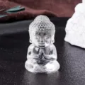 Figurita de Buda tallada en cristal natural, elegante adorno de escritorio ideal. - Cristal Blanco Natural (Aprox. 4cm)
