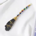 Cristal natural turmalina negra galvanizado colorido escoba varita mágica variante - Escoba de Turmalina Negra (No Galvanizada)