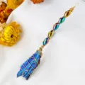 Varita magica de escoba de cristal natural turmalina piedra colorida decoracion - Escoba de Turmalina Negra Galvanizada Azul