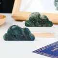 Ornement en cristal de nuage d'agate mousse naturelle mignon animal de guérison - Ornement de Nuage en Agate Mousse