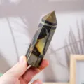 Natural turtleback stone hexagonal crystal column wand raw mineral energy pillar for home decor. - Single Point Hexagonal Column / Approx. 100-150g