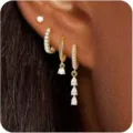 Superbe ensemble de boucles d'oreilles plaqué or avec cristaux de zircone pour femmes. - e2606 Or (4 Pièces/Pack) / Pack de 4 / Or