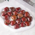 Natural petrified wood heart-shaped polished crystal stone desktop home decor ornament - Approx 3-4cm / Petrified Wood Heart Pocket Stone / 1 Piece