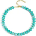 Collier de perles turquoise chic avec chaîne plaquée or, bijoux de mode pour femmes. - Bleu sarcelle
