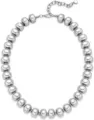 Vue détaillée de collier de perles en boule de métal argenté, bijoux géométriques minimalistes. - Argent