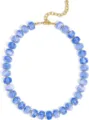 Collier de perles bleues avec fermoir en métal doré, bijoux de mode élégants pour femmes. - Bleu